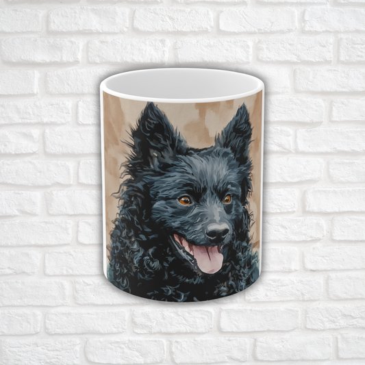 Mudi Coffee Mug – Rare Herding Dog Gift – Watercolor Mudi Art