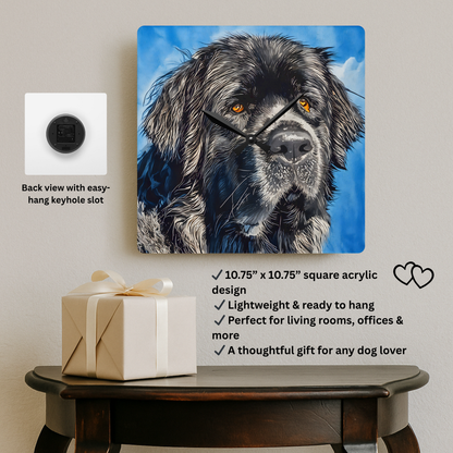 Newfoundland Wall Clock – Gentle Giant Home Décor – Watercolor Newfoundland Art