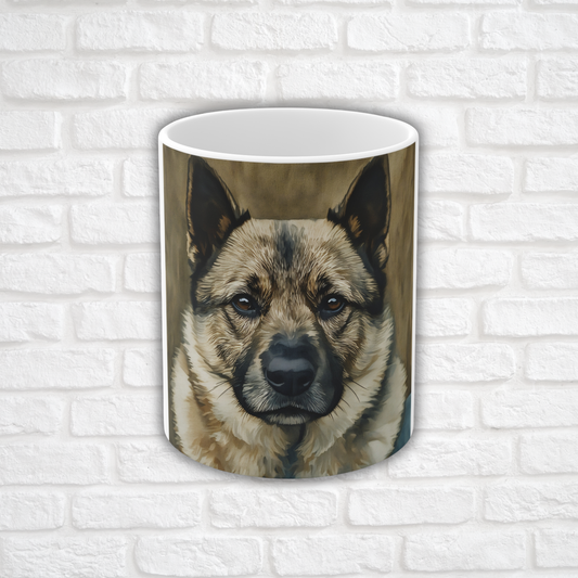 Norwegian Elkhound Coffee Mug – Proud Nordic Dog Lover Gift – Watercolor Norwegian Elkhound Art