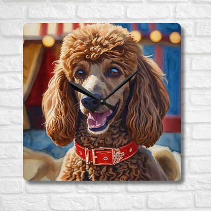 Poodle Wall Clock – Watercolor Dog Art | 10.75” Square Acrylic Wall Décor