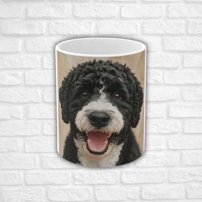 Portuguese Water Dog Coffee Mug – Playful Dog Lover Gift – Watercolor PWD Art