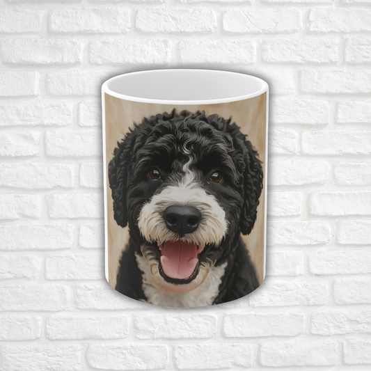 Portuguese Water Dog Coffee Mug – Playful Dog Lover Gift – Watercolor PWD Art