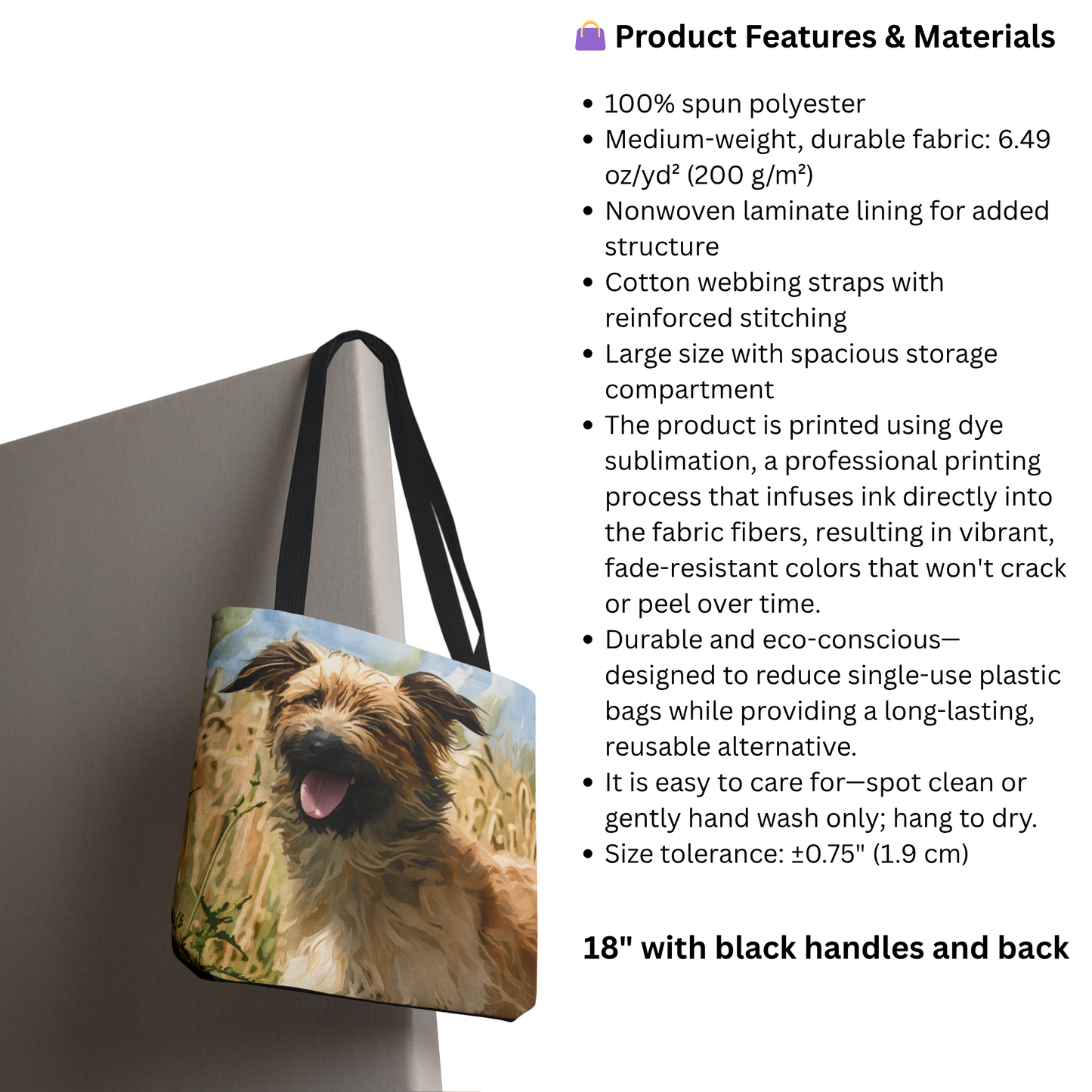 Pyrenean Shepherd Tote Bag – Cheerful Dog Lover Gift – Watercolor Pyrenean Shepherd Art