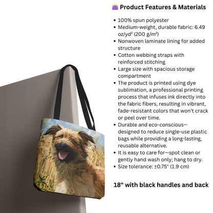 Pyrenean Shepherd Tote Bag – Cheerful Dog Lover Gift – Watercolor Pyrenean Shepherd Art