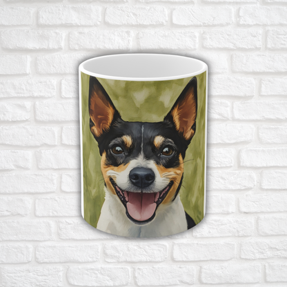 Rat Terrier Coffee Mug – Energetic Dog Lover Gift – Watercolor Rat Terrier Art