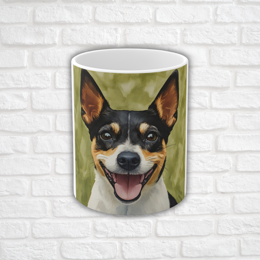 Rat Terrier Coffee Mug – Energetic Dog Lover Gift – Watercolor Rat Terrier Art
