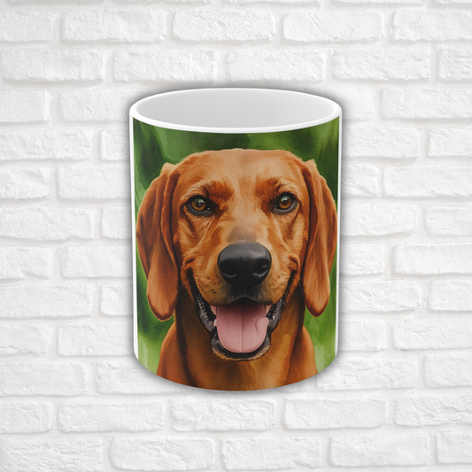 Redbone Coonhound Coffee Mug – Loyal Dog Lover Gift – Watercolor Redbone Coonhound Art