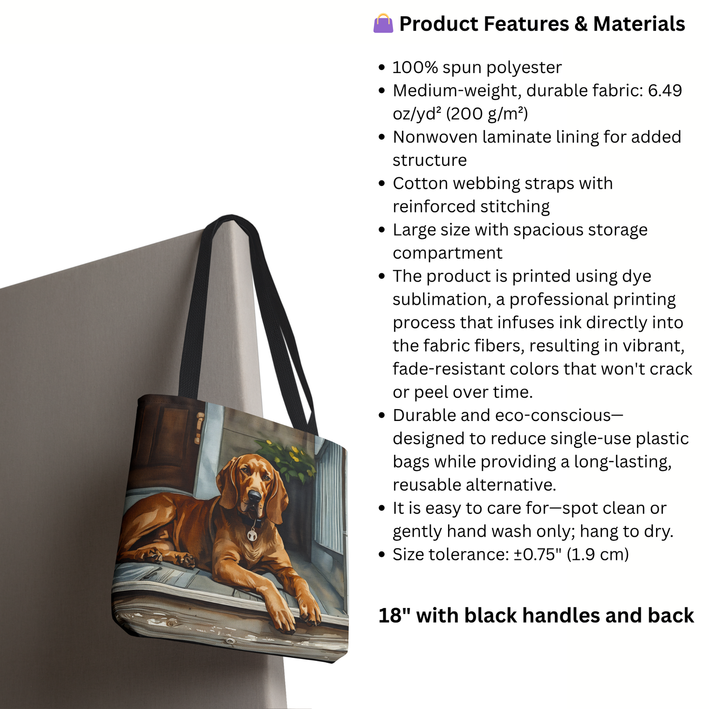 Redbone Coonhound Tote Bag – Loyal Dog Lover Gift – Watercolor Redbone Coonhound Art
