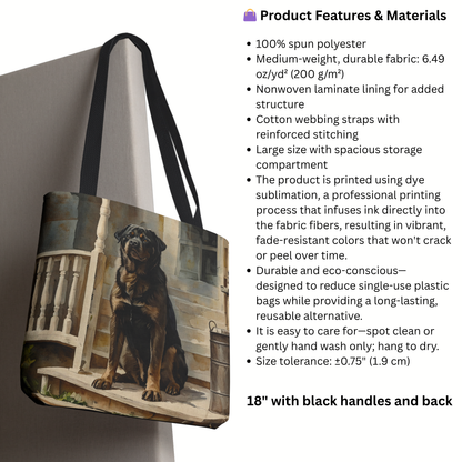 Rottweiler Tote Bag | Loyal Guardian Dog Art | Durable Shoulder Bag for Rottweiler Lovers