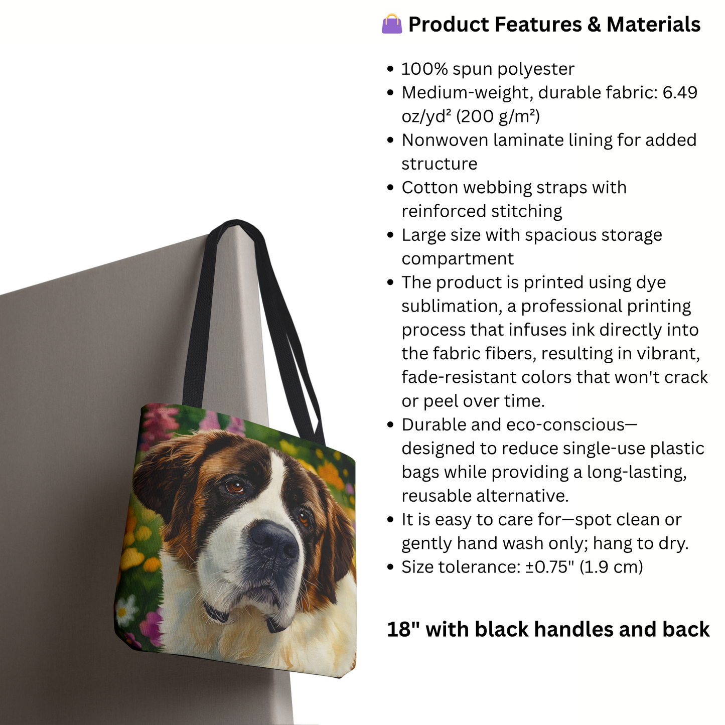Saint Bernard Tote Bag – Gentle Giant Dog Lover Gift – Watercolor Saint Bernard Art