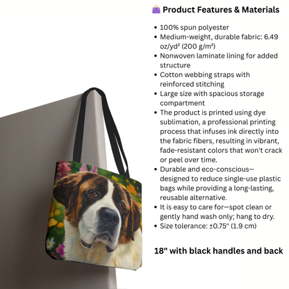 Saint Bernard Tote Bag – Gentle Giant Dog Lover Gift – Watercolor Saint Bernard Art
