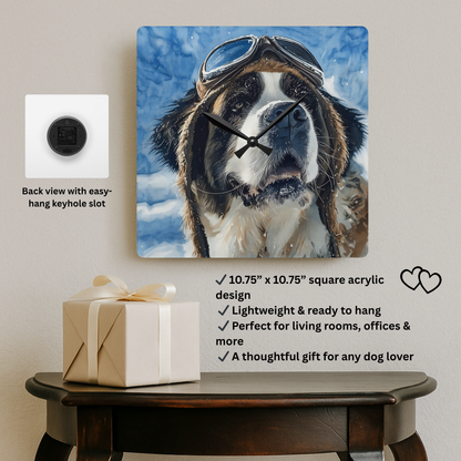 Saint Bernard Wall Clock – Gentle Giant Dog Lover Gift – Watercolor Saint Bernard Art