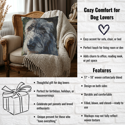Scottish Deerhound Decorative Pillow – Noble Dog Lover Home Décor – Woven 17”x18” Pillow