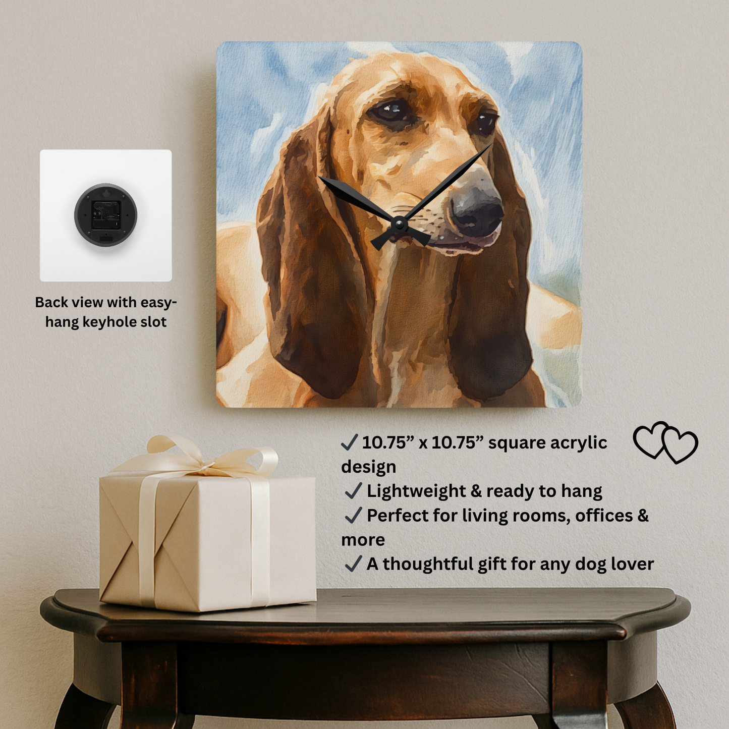 Segugio Italiano Wall Clock – Elegant Scenthound Gift – Watercolor Segugio Art