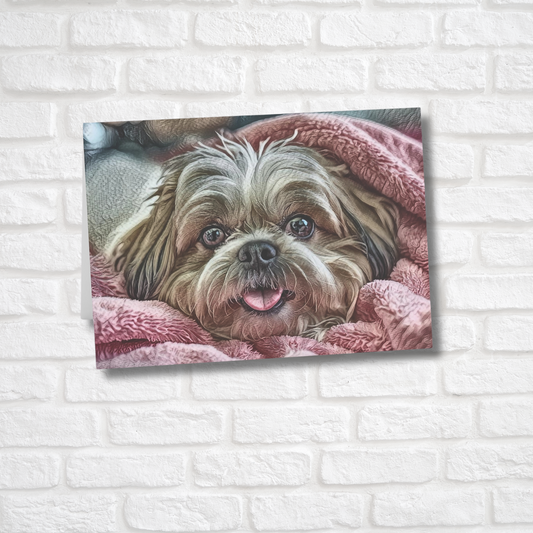 Shih Tzu Greeting Card Set - Oil-Painted Dog Art | Blank Inside | Envelopes Included