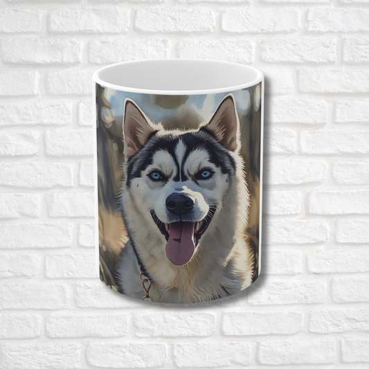 Siberian Husky Coffee Mug – Watercolor Dog Headshot | Gift for Dog Lovers