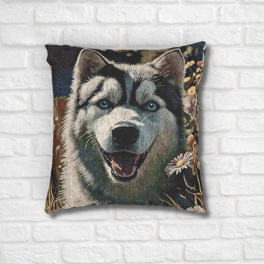 Siberian Husky Woven Pillow | Majestic Dog Lover Home Décor | Heirloom-Quality Tapestry Cushion