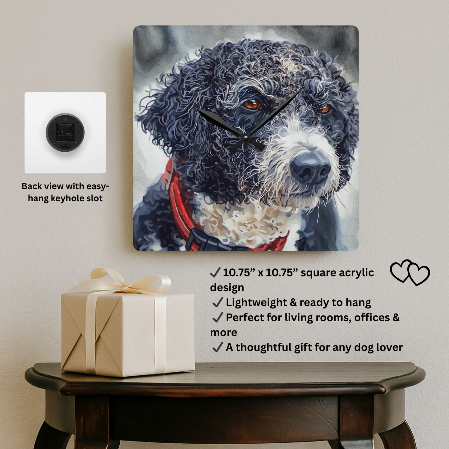 Spanish Water Dog Wall Clock – Watercolor Dog Lover Gift