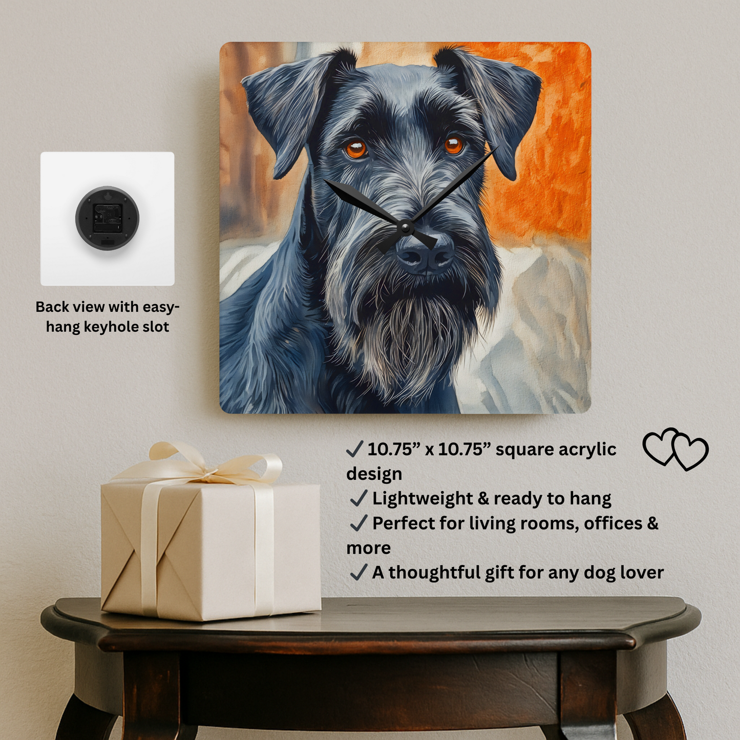 Standard Schnauzer Wall Clock – Watercolor Dog Lover Gift