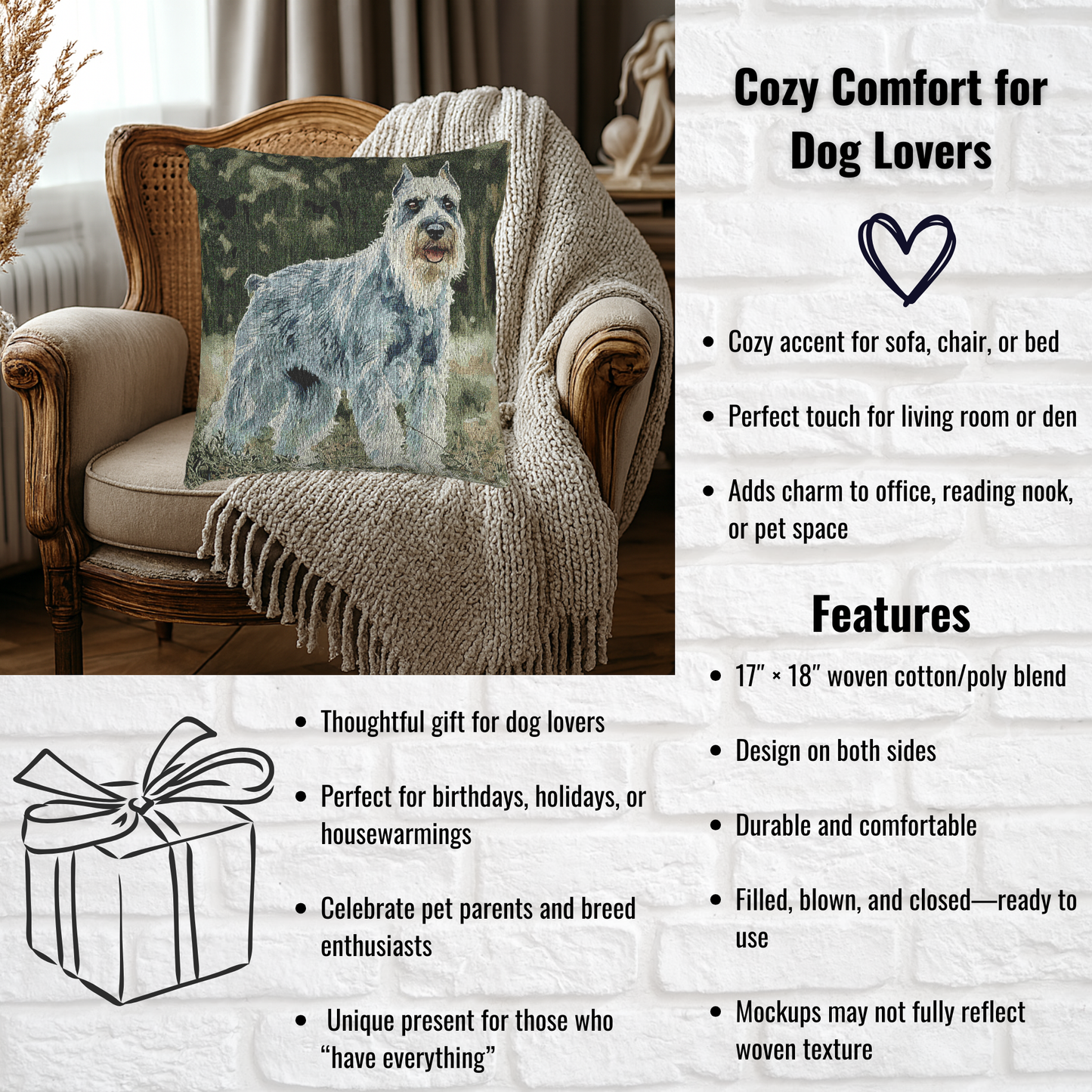 Standard Schnauzer Decorative Pillow – Dog Lover Home Accent
