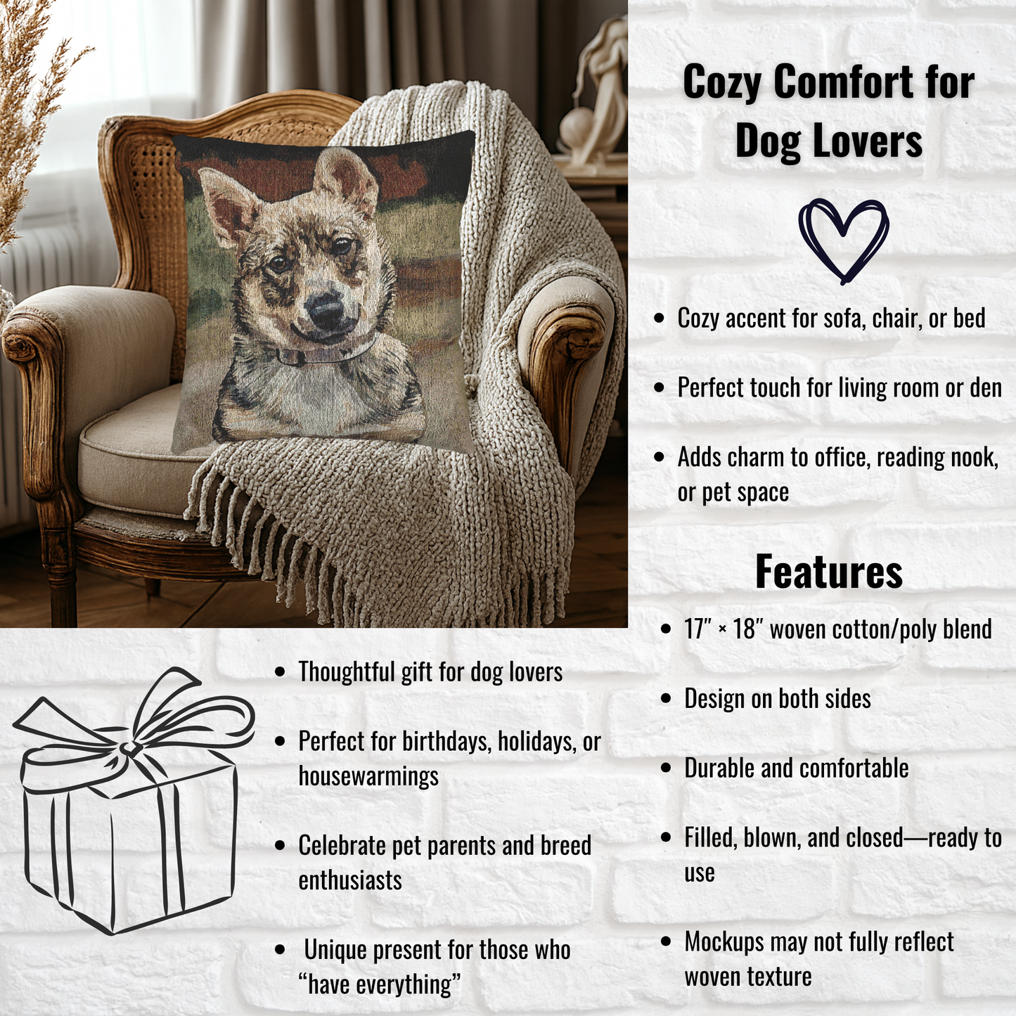Swedish Vallhund Decorative Pillow – Nordic Herding Dog Home Décor