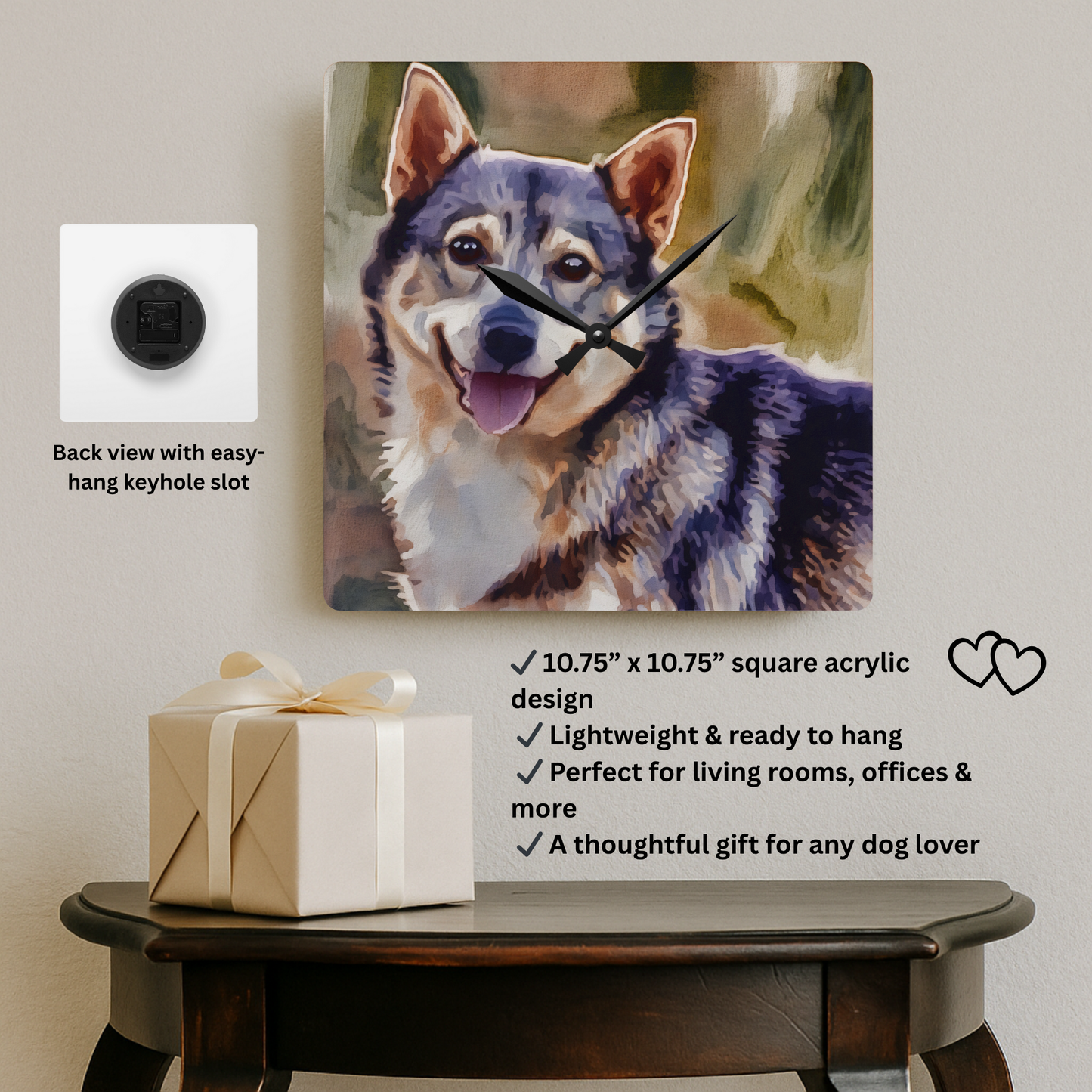 Swedish Vallhund Wall Clock – Watercolor Dog Lover Gift