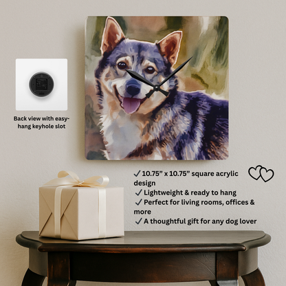 Swedish Vallhund Wall Clock – Watercolor Dog Lover Gift