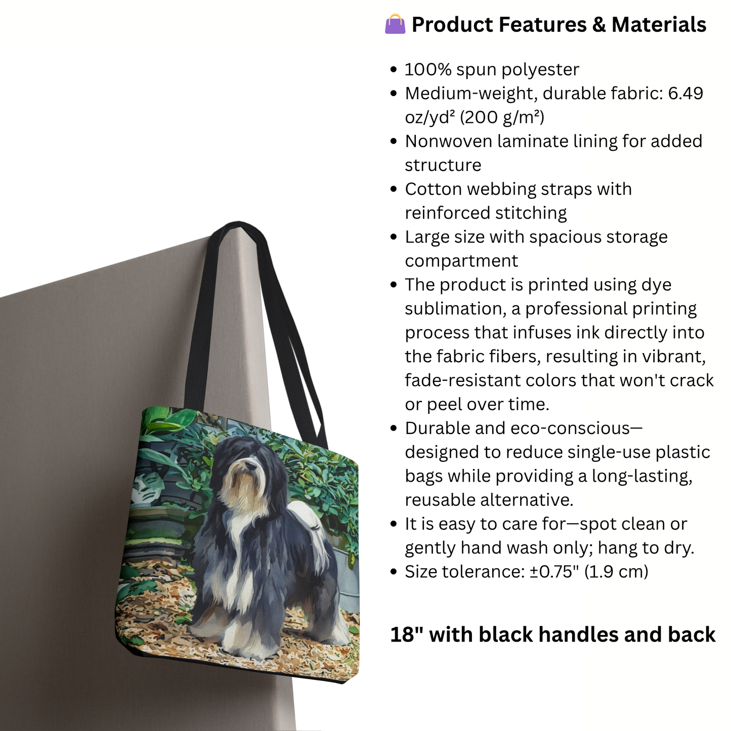 Tibetan Terrier Tote Bag – Watercolor Dog Lover Gift