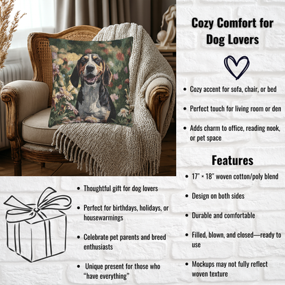 Treeing Walker Coonhound Woven Pillow – Decorative Dog Lover Home Décor – Classic Hound Design