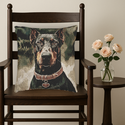 Doberman Woven Pillow | Elegant Dog Lover Home Décor | Heirloom-Quality Tapestry Cushion