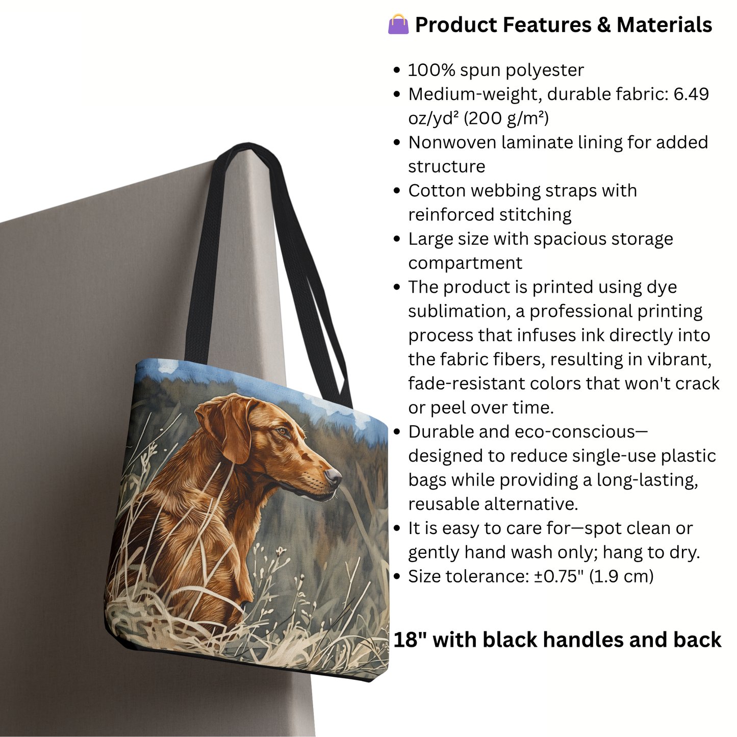 Vizsla Tote Bag – Elegant Dog Lover Gift – Artistic Vizsla Portrait