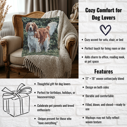 Welsh Springer Spaniel Woven Pillow – Dog Lover Home Décor – Classic Spaniel Design