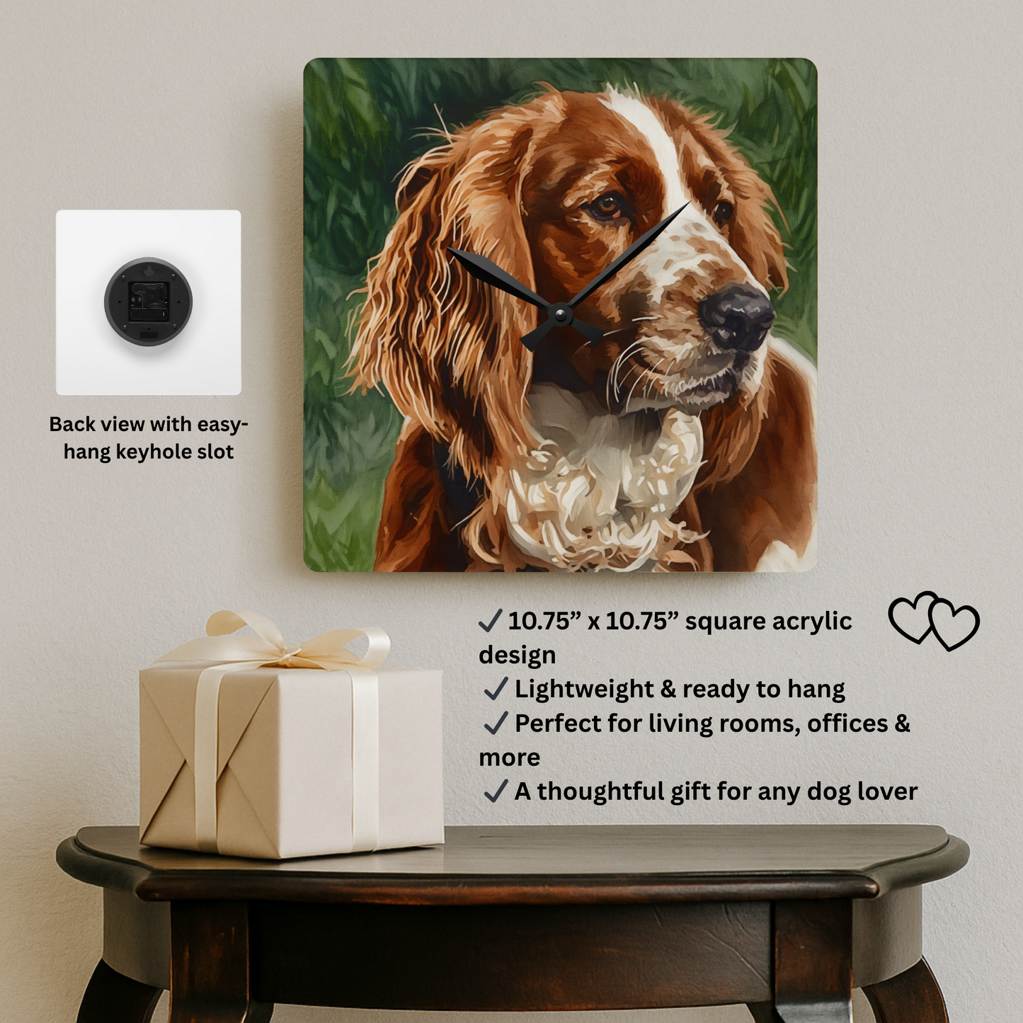 Welsh Springer Spaniel Wall Clock – Dog Lover Gift – Classic Spaniel Design