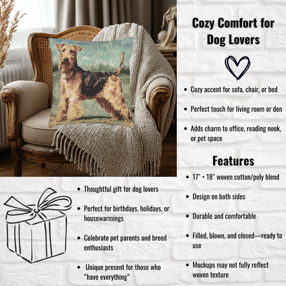 Welsh Terrier Woven Pillow – Bold Dog Lover Home Décor – Artistic Terrier Portrait