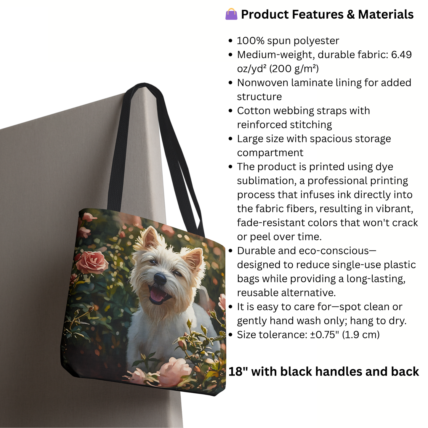 West Highland White Terrier Tote Bag – Cute Dog Lover Gift – Classic Westie Design