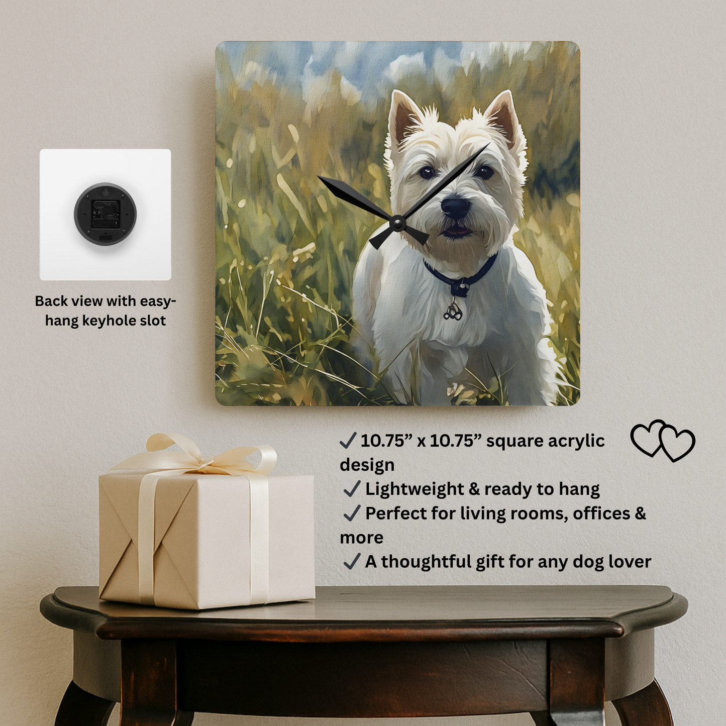 West Highland White Terrier Wall Clock – Cute Dog Lover Gift – Classic Westie Design