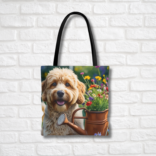 Whoodle Tote Bag – Stylish Reusable Bag with Soft-Coated Wheaten Terrier & Poodle Watercolor Art