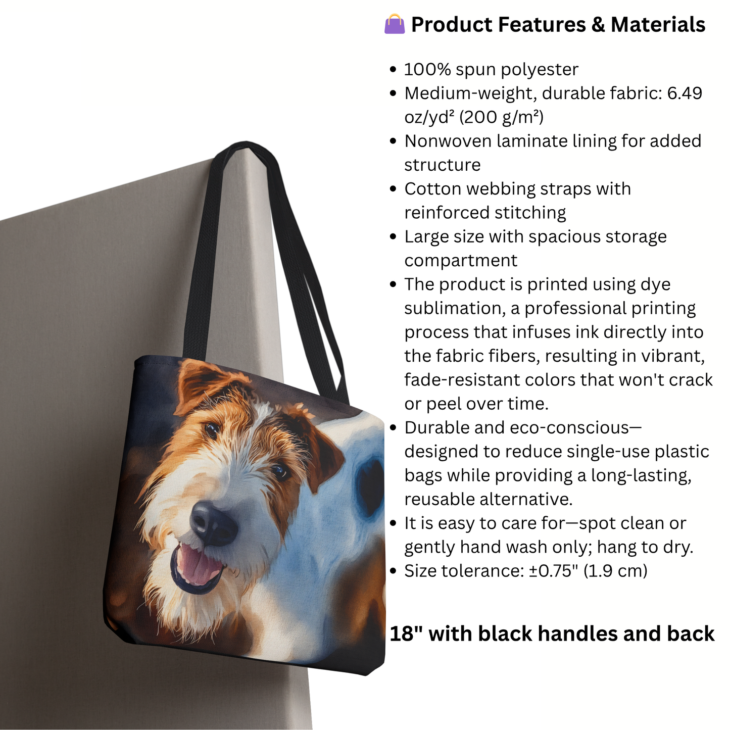 Wire Fox Terrier Tote Bag – Energetic Dog Lover Gift – Artistic Terrier Portrait